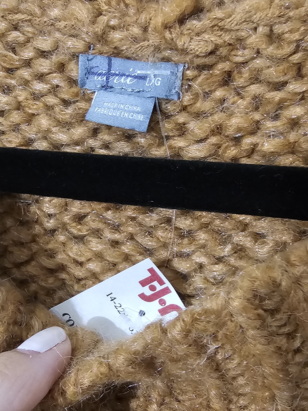 NWT aerie Camel Crewneck Sweater with Pink Stripes Womens Large Oversized - Picture 3 of 7